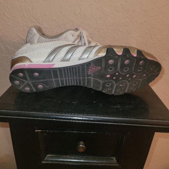 ADIDAS Cushion Running Shoes Women's Gold Pink Silver Athletic - Picture 5 of 5